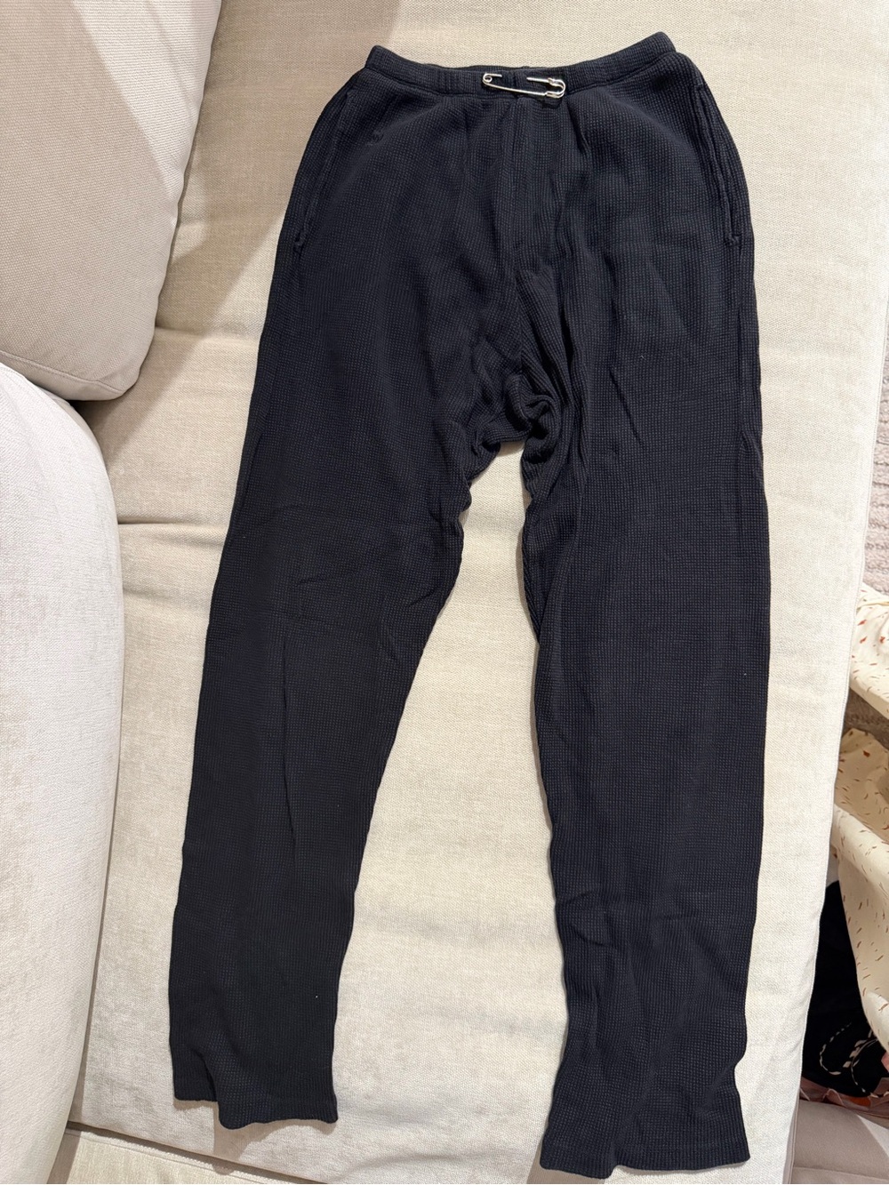 SAMI MIRO VINTAGE Kids Black Waffle Jogger Pants